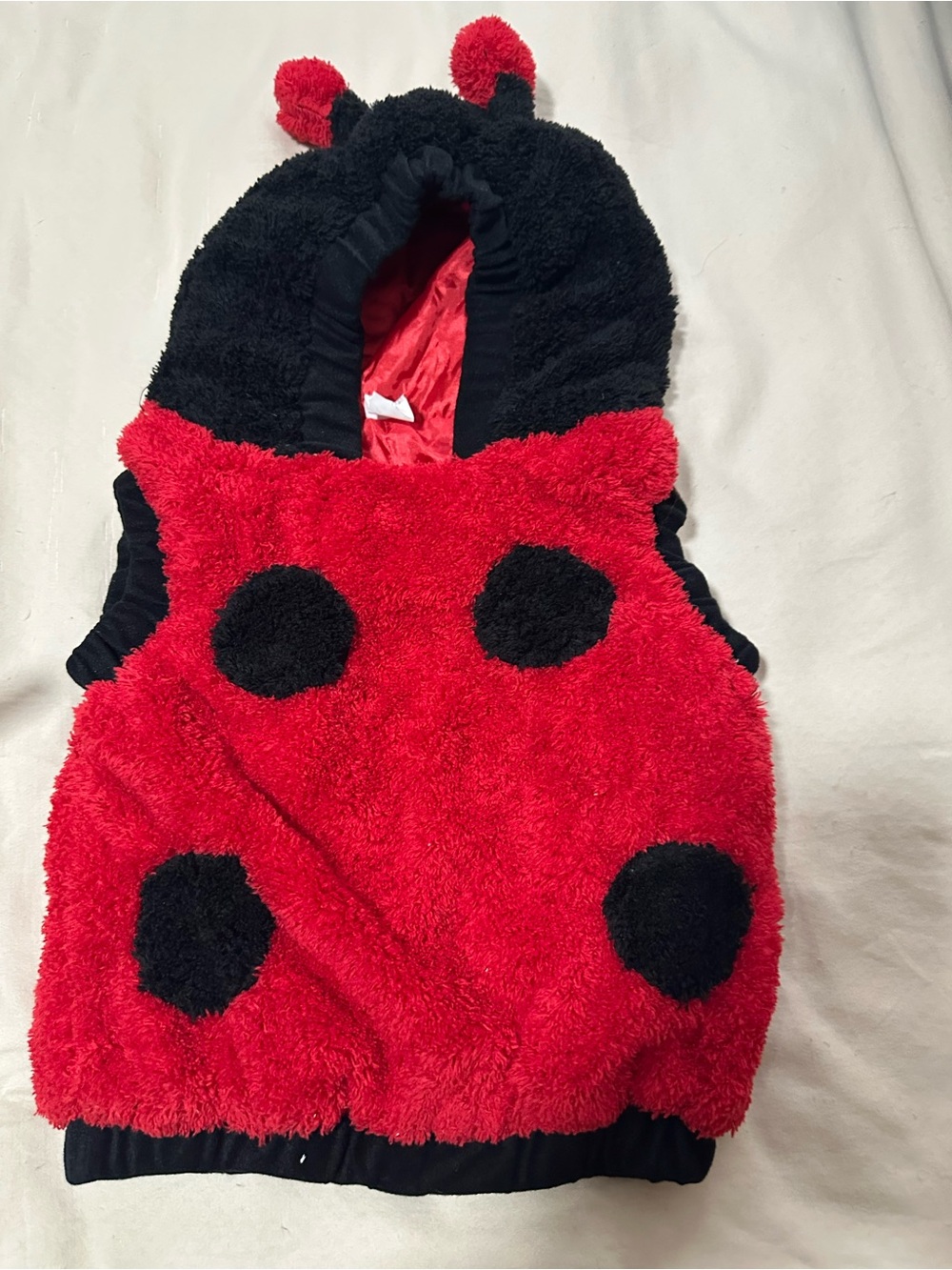 Kids Ladybug Plush Hooded Vest - Red & Black